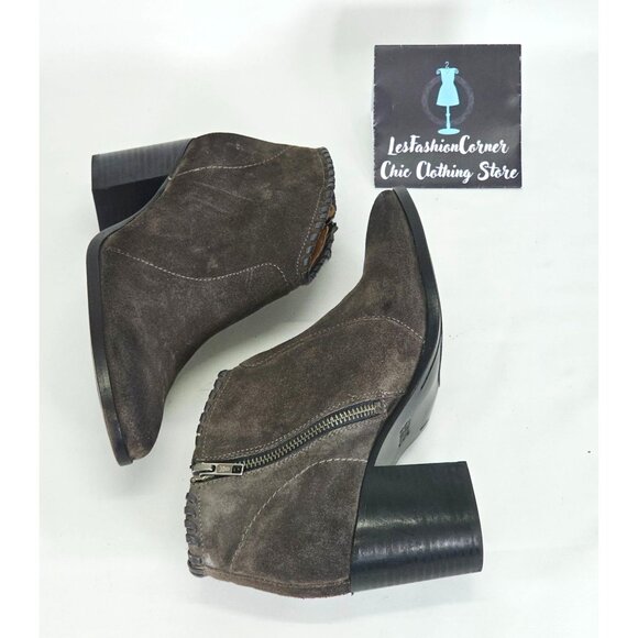 Frye Women's Smokey Gray Suede Nora Whipstiched Ankle Bootie Size 9.5 180 - Picture 12 of 16